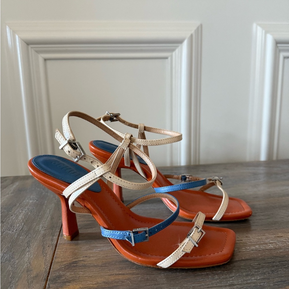 Elegant Women's Strappy Heels by Schutz, leather, size 6.5